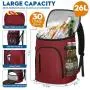 Insulated Leakproof 30-Can Thermal Large Soft Cooler for Beverage Lunch Travel - Unisex Cooler Backpack