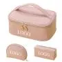 Luxury PU Weave 3Pcs Portable Makeup Travel Bag Multifunctional  Organizer Cosmetic Bags for Women Girls
