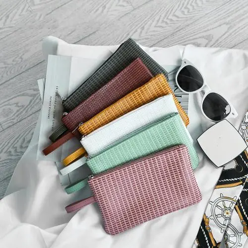 Clutch Small Travelling Makeup Bag Multifunctional PVC Zipper Cosmetic Lipstick Brush Storage Bag