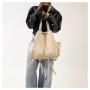 High quality nylon women's bag 2024 summer new pure color drawstring bag shoulder bag for women large capacity tote handbag