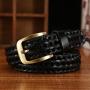Wholesale men belt genuine leather woven belt pin buckle leather weaved belt for men women
