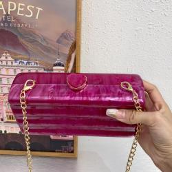 Luxury 2024 Women's French Acrylic Marble Amber Small Square Bag Banquet Love Box Mobile Phone Hand Crossbody Bag