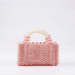 Custom Summer Handmade Beaded Bags 2024 Light Pearl Straw Bag Chain Shoulder Lady Design Pearl  Purse for Women Evening Clutch