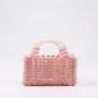 Custom Summer Handmade Beaded Bags 2024 Light Pearl Straw Bag Chain Shoulder Lady Design Pearl  Purse for Women Evening Clutch