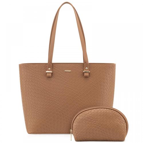 LOVEVOOK 2pc Fashion Classic Tote Bag 15.6 in Office briefcase with Clutch Purse laptop Handbag Woven Leather Handbag for Women