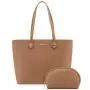 LOVEVOOK 2pc Fashion Classic Tote Bag 15.6 in Office briefcase with Clutch Purse laptop Handbag Woven Leather Handbag for Women