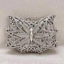 New arrival crystal Rhinestone Butterfly Purse Bag with diamond set dinner party Champagne Butterfly purse evening bag in stock