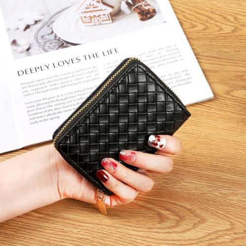 Simple and fashionable woven pattern wallet, multi-functional organ card holder, large capacity and multi-card slot card clip