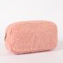 Keymay Stock No MOQ Soft pink plush purse Sherpa Makeup bag Teddy Pouch Personalized Gift Cosmetic Bag Fur