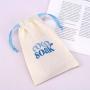 10*15cm Reusable White Cotton Linen Shaver Scraper Packing Dust Bag Custom Logo Printed Gift Storage Cotton Muslin Pouch