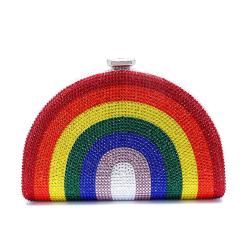 Factory Wholesale Fashion Crystal Rhinestone Women Iridescence Clutch Bag New Rainbow Purse Handbags Luxury Clutch Evening Bag pochette femme