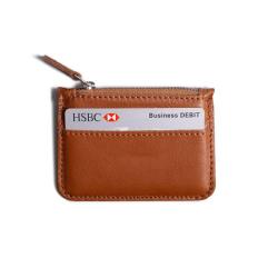 Genuine Leather Credit Card Holder Zipper Wallet RFID Slim Card Holder Wallet
