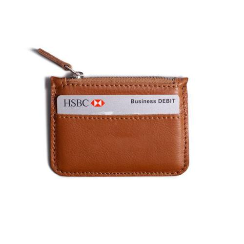Genuine Leather Credit Card Holder Zipper Wallet RFID Slim Card Holder Wallet
