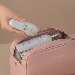 Customized Double Zipper Hand Pouches Makeup Bag PU Waterproof Portable Travel Toiletry Organizer Cosmetic Bags