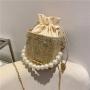 Pearl Chain Women Fashion Handbags Braid Bucket Handbags Brands China Shoulder Bags Drawstring Printing Wholesale Women Handbags