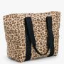 Custom Large Capacity With Inner Zipper Pocket Casual Shoulder Reusable Grocery Shopping Bag Cotton Brown Leopard Tote Bag