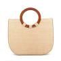 Women's grass woven leisure wooden handle woven women's bag