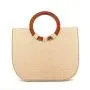 Women's grass woven leisure wooden handle woven women's bag