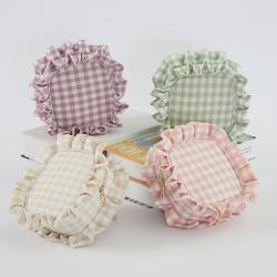 RTS Stock Polyester Ruffle Personalized Chenille Patches Women Girls Bridesmaid Gifts Custom Travel Toiletry Makeup Cosmetic Bag