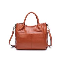2024 Custom Luxury Genuine Leather Handbags For Women Tote Bag With Woven Handle
