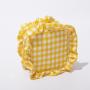 Stock Gingham cosmetic bag Lattice Cute Small pouch for Women Ruffle Girls Makeup Bag beauty Wedding Clutch Bags