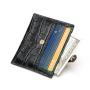 Slim Crocodile Embossed Leather Top Grain Cowhide Id Card Holder Wallet Colorful Macaroon With Press Button Closure Holder