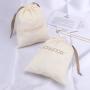 Custom Logo High Quality Cotton Linen Dust Packing Bag Natural Soft Cotton Gift Shoe Shopping Drawstring Pouch