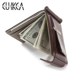 HF007 CUIKCA Unisex Slim Leather Mini Wallet Business Card Cases Hasp Zipper Coins Purse Money Clip ID Credit Card Holders