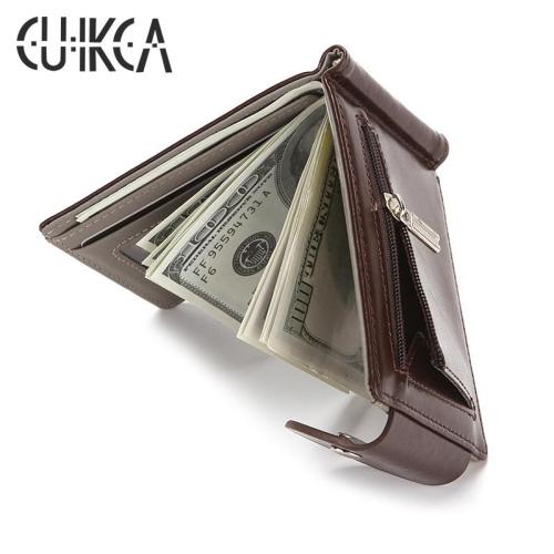 HF007 CUIKCA Unisex Slim Leather Mini Wallet Business Card Cases Hasp Zipper Coins Purse Money Clip ID Credit Card Holders