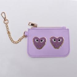 Keymay RTS Stock 8 Colors Embroidery Chenille Letter Patches Girls Women Nylon Keychain Wallet Card Holder Custom Coin Purse