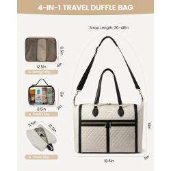LOVEVOOK large capacity quilted luxury Carry on Overnight Bag with Toiletry Bag for women weekender travel luggage duffel bags