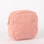 Keymay Stock No MOQ Soft pink plush purse Sherpa Makeup bag Teddy Pouch Personalized Gift Cosmetic Bag Fur