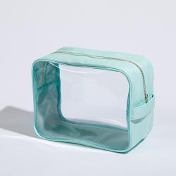 New Products Clear Custom Pouch with Ziplock Designer Transparent Makeup Brushes Bag PVC Travel Cosmetic Bag
