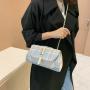 Fashion Mix - Color Ladies Designer Flap Bags PU Leather Woolen Cloth Pattern Cross Body Purse Women Golden Strap Sling Bag