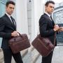 Retro First layer Cow Leather Laptop Briefcase For Men Design Business Customised Size Luxury Wear proof Men's Briefcase