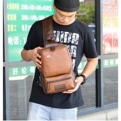 ZR868 Man Chest Bag PU Waterproof Shoulder Bag Sports Travel Crossbody Leisure Solid Color Print logo Business High Quality Bag
