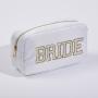 Keymay Low Moq Personalized Custom Bridesmaid Gift Embroidery Chenille Letter Travel Bag Makeup Organizer Cosmetic Nylon Pouch