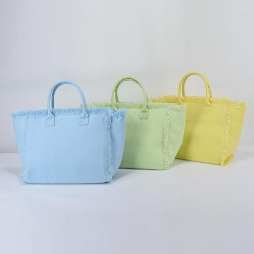 Manufacturer Wholesale Fashion Tassel Tote Handbags Custom Private Label Large  Ladies Travel Waterproof Beach Canvas Handbag