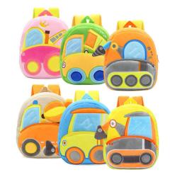 ZWY207 New Cartoon Engineering Truck Kids Plush Backpack Compact Cute Lightweight Baby Shoulder Bag Wholesale Dgger Backpack