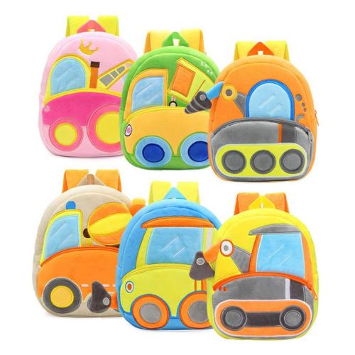 ZWY207 New Cartoon Engineering Truck Kids Plush Backpack Compact Cute Lightweight Baby Shoulder Bag Wholesale Dgger Backpack