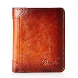 ZWY012 New Fashion Men Bifold Vertical Wallet RFID Anti-theft Genuine Leather Wallet Vintage Color Rubbed Daily Money Clip