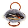 Women's grass woven leisure wooden handle woven women's bag
