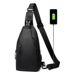 ZF042 Men single shoulder crossbody bag leisure travel waterproof wear cross bag fashion Oxford cloth chest bag USB interface