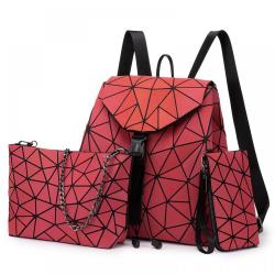 Wholesale Custom Holographic Reflective Bag Wallet Clutch Set Geometric Luminous Purses and Handbags Backpack for Women