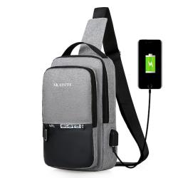 Bulk Stock Fashion Designer Logo Adjustable Strap Classic Stree Print Gym Fitness USB Men Sling Shoulder Chest Bag
