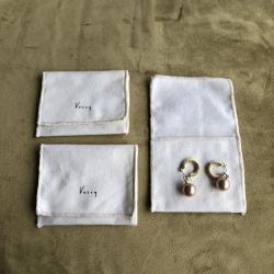 Silk Printed Silver Luxury Cotton Flannel Envelope Jewelry Packaging Pouch with Flap