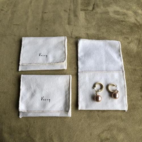 Silk Printed Silver Luxury Cotton Flannel Envelope Jewelry Packaging Pouch with Flap