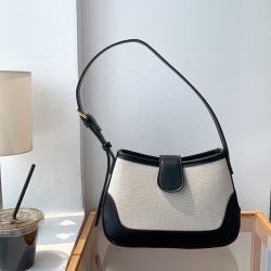 2024 New Product Stylish Sturdy Underarm Shoulder Bag Women Creative PU Stitching Canvas Handbags Luxury Ladies Korean Hand Bags