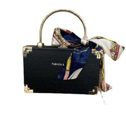 New Fashionable Silk Scarf  Handbag Chain One Shoulder PU Leather  Crossbody Bag Vintage Bags with Lock