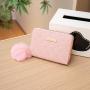 Women's Coin Purse 2024 New Diamond Embroidery Pu Leather with Fur Ball Women's Wallet Small Card Case Casual Small Bag